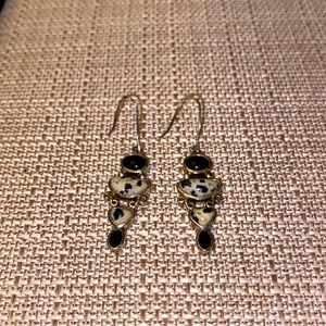 Sterling silver, onyx and dalmatian jasper earrings.